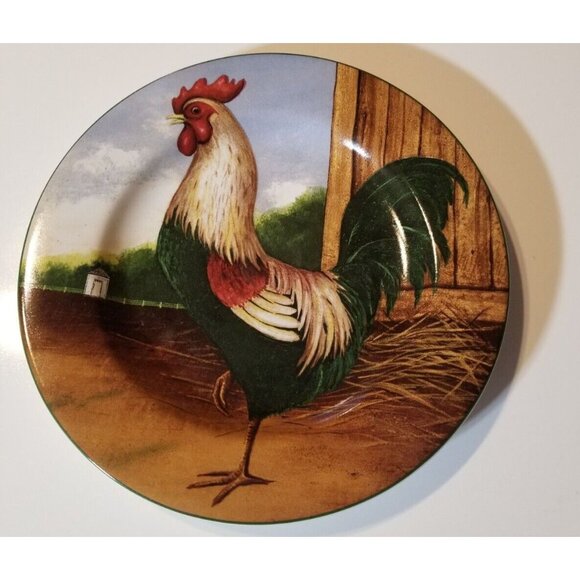 Chicken Rooster 8" Plates Vtg Sakura Oneida ON THE FARM Set of 4 David Carter Br - Picture 7 of 15